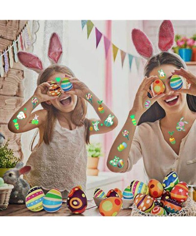 Glitter Styles Easter Temporary Tattoos for Kids Party Decorations 100 Sheets Luminous Easter Party Supplies Favors Easter Bu...