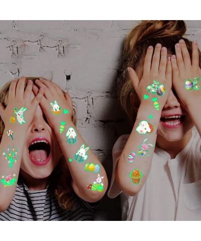 Glitter Styles Easter Temporary Tattoos for Kids Party Decorations 100 Sheets Luminous Easter Party Supplies Favors Easter Bu...