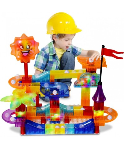 110 PCS Kids Marbles Run Glowing Marbles Race Maze Track Games Construction Building Blocks STEM Learning Educational Marbles...