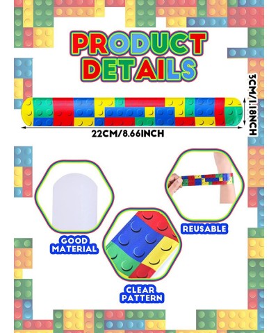 48 Pieces Building Blocks Party Favors Building Block Slap Bracelets Silicone Wristband Color Brick Party Slap Bracelet Build...