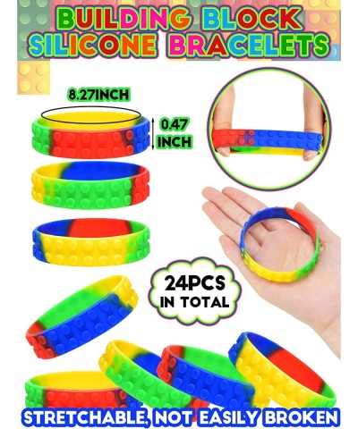 48 Pieces Building Blocks Party Favors Building Block Slap Bracelets Silicone Wristband Color Brick Party Slap Bracelet Build...