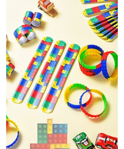 48 Pieces Building Blocks Party Favors Building Block Slap Bracelets Silicone Wristband Color Brick Party Slap Bracelet Build...