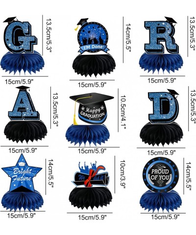 9 Pcs 2022 Graduation Party Table Decorations Class of 2022 Congrats Grad Table Honeycomb Centerpieces Blue Black Graduation ...