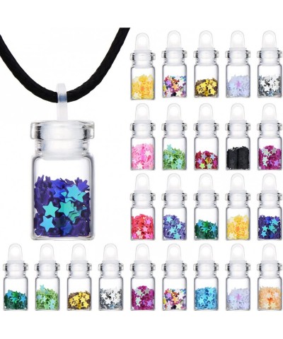 Pixie Necklaces Confetti Dust Bottles Mini Glass Bottle Necklace Wish Glass Jar with Glitter for Fairy Birthday Festive Party...