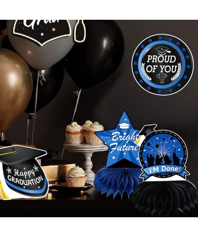 9 Pcs 2022 Graduation Party Table Decorations Class of 2022 Congrats Grad Table Honeycomb Centerpieces Blue Black Graduation ...