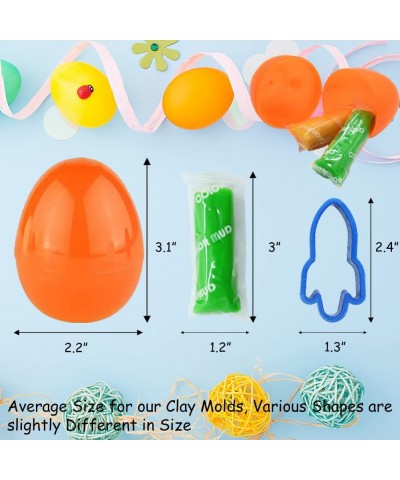 48PCS Easter Modeling Clay Kit 12 Easter Eggs Filled with 24 Air Dry Clay Play Dough Butter Slime 12 Tools for Kids Easter Eg...