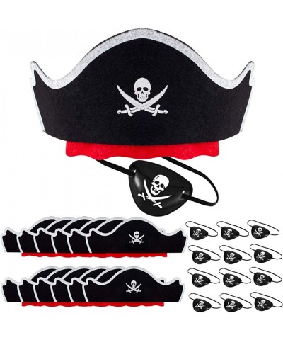 24 pcs Pirate Hats Set Include 12 Pcs Black Pirate Eye Patches and 12 Pcs Skull Print Caribbean Captain Costume Caps for Kids...