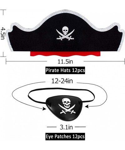 24 pcs Pirate Hats Set Include 12 Pcs Black Pirate Eye Patches and 12 Pcs Skull Print Caribbean Captain Costume Caps for Kids...