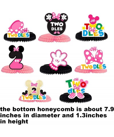 Cartoon Golden Pink Mouse Happy 2nd Birthday Honeycomb Centerpieces Oh Twodles Theme Decor for Boy Girl Princess High Chair 2...