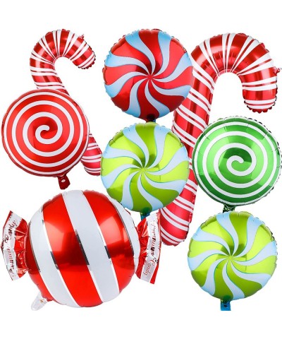 30 Pieces Christmas Candy Foil Balloons Christmas Candy Cane Balloons Sweet Candies Foil Balloons for Christmas Home Party De...