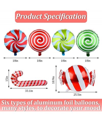 30 Pieces Christmas Candy Foil Balloons Christmas Candy Cane Balloons Sweet Candies Foil Balloons for Christmas Home Party De...