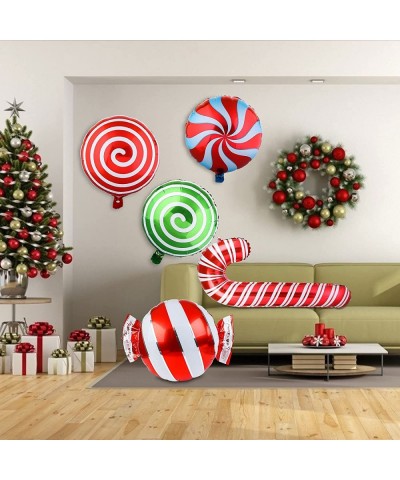 30 Pieces Christmas Candy Foil Balloons Christmas Candy Cane Balloons Sweet Candies Foil Balloons for Christmas Home Party De...