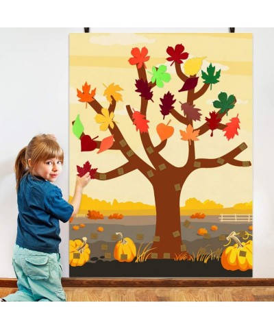 Fall Crafts for Kids - Felt Thankful Tree with 52 Detachable Leaves - Bulletin Board Decorations for Autumn Thanksgiving Acti...