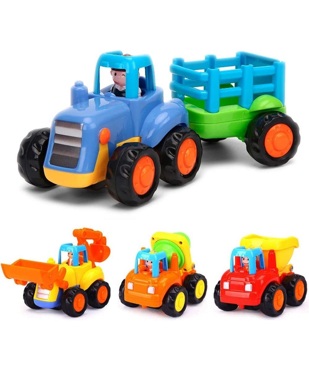 Push and Go Friction Powered Cars Construction Vehicles Toy Set Tractor Bulldozer Mixer Truck Dumper for 1 2 3 Year Old Baby ...