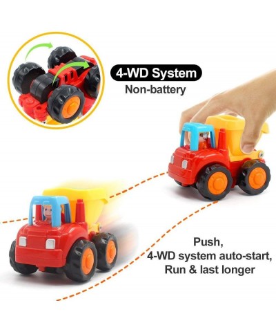 Push and Go Friction Powered Cars Construction Vehicles Toy Set Tractor Bulldozer Mixer Truck Dumper for 1 2 3 Year Old Baby ...