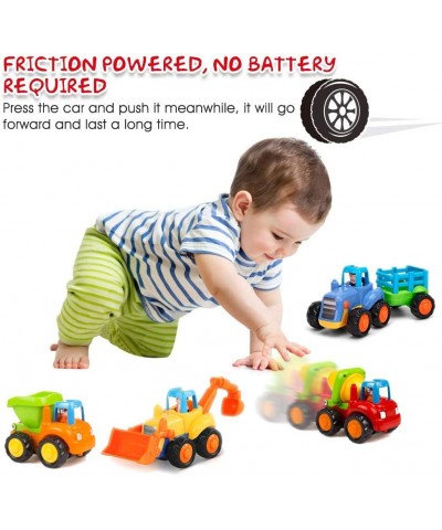 Push and Go Friction Powered Cars Construction Vehicles Toy Set Tractor Bulldozer Mixer Truck Dumper for 1 2 3 Year Old Baby ...