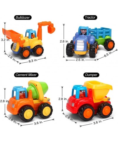 Push and Go Friction Powered Cars Construction Vehicles Toy Set Tractor Bulldozer Mixer Truck Dumper for 1 2 3 Year Old Baby ...