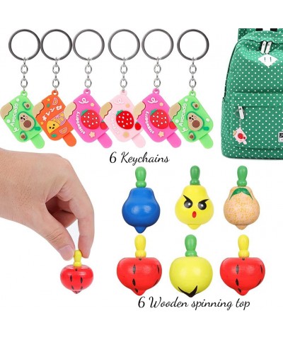 60 PCS Fruit Party Favors Birthday Supplies Set- Tutti Frutti Necklace Ring Keychain Pinwheel Wooden Spinning Tops Toys Gift ...