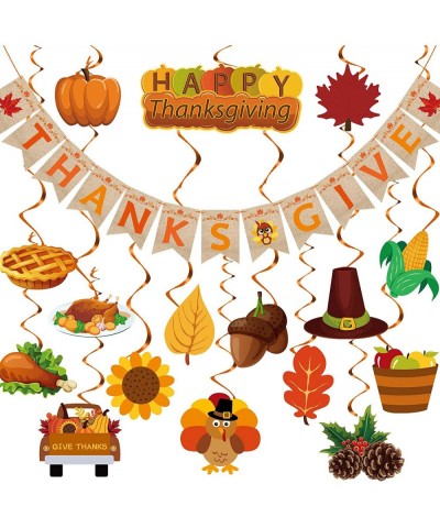 Thanksgiving Party Decorations Pre-Assembled Thanksgiving Banner Set Including 6 Playmates 1 Banner Garland 21 Hanging Swirls...