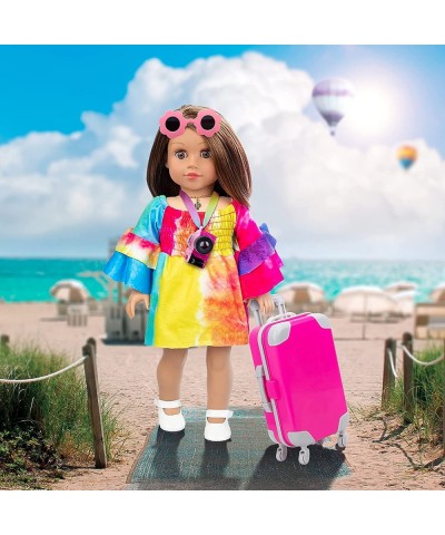 13PCS 18 Inch Girl Doll Clothes and Accessories Travel Luggage Play Set Including Toy Suitcase Camera Sunglasses Phone Comput...