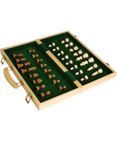 Games 16" Solid Wooden Chess Set Travel Folding Board with Brass Locks and Felted Interior Storage with Piece Holders $51.99 ...