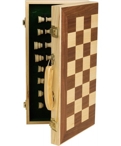 Games 16" Solid Wooden Chess Set Travel Folding Board with Brass Locks and Felted Interior Storage with Piece Holders $51.99 ...