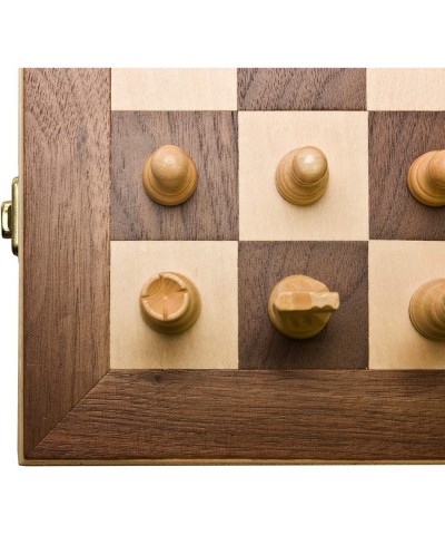 Games 16" Solid Wooden Chess Set Travel Folding Board with Brass Locks and Felted Interior Storage with Piece Holders $51.99 ...