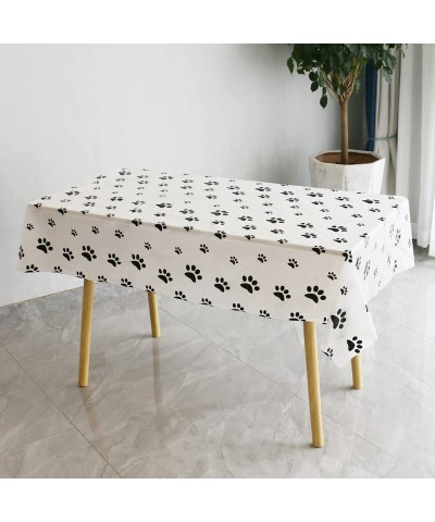 Puppy Paw Print Plastic Tablecloth Disposable Table Cover Puppy Themed Birthday Party Decorations for Dog Party Supplies 2 Pi...