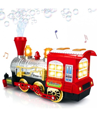 Bubble Blowing Toy Train with Lights and Sounds - Includes 5oz Bubble Solution and Plastic Funnel - Moving Bump and Go Steam ...