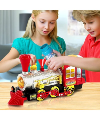 Bubble Blowing Toy Train with Lights and Sounds - Includes 5oz Bubble Solution and Plastic Funnel - Moving Bump and Go Steam ...