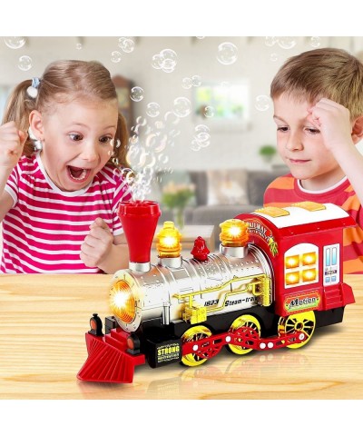 Bubble Blowing Toy Train with Lights and Sounds - Includes 5oz Bubble Solution and Plastic Funnel - Moving Bump and Go Steam ...