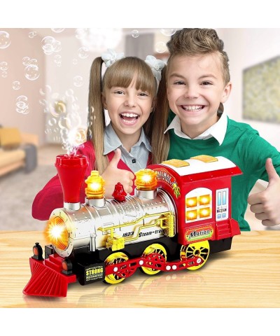 Bubble Blowing Toy Train with Lights and Sounds - Includes 5oz Bubble Solution and Plastic Funnel - Moving Bump and Go Steam ...