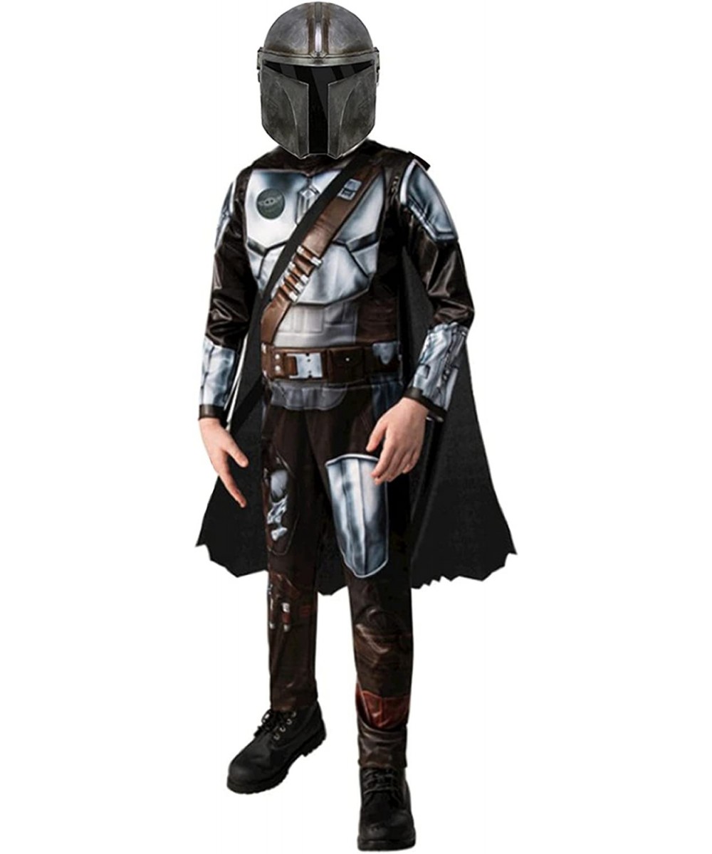 Mandalorian Costume Helmet Kids Boys Cosplay SW Boba Fett Cloak Jumpsuit Outfit Halloween Party $49.56 Kids' Costumes