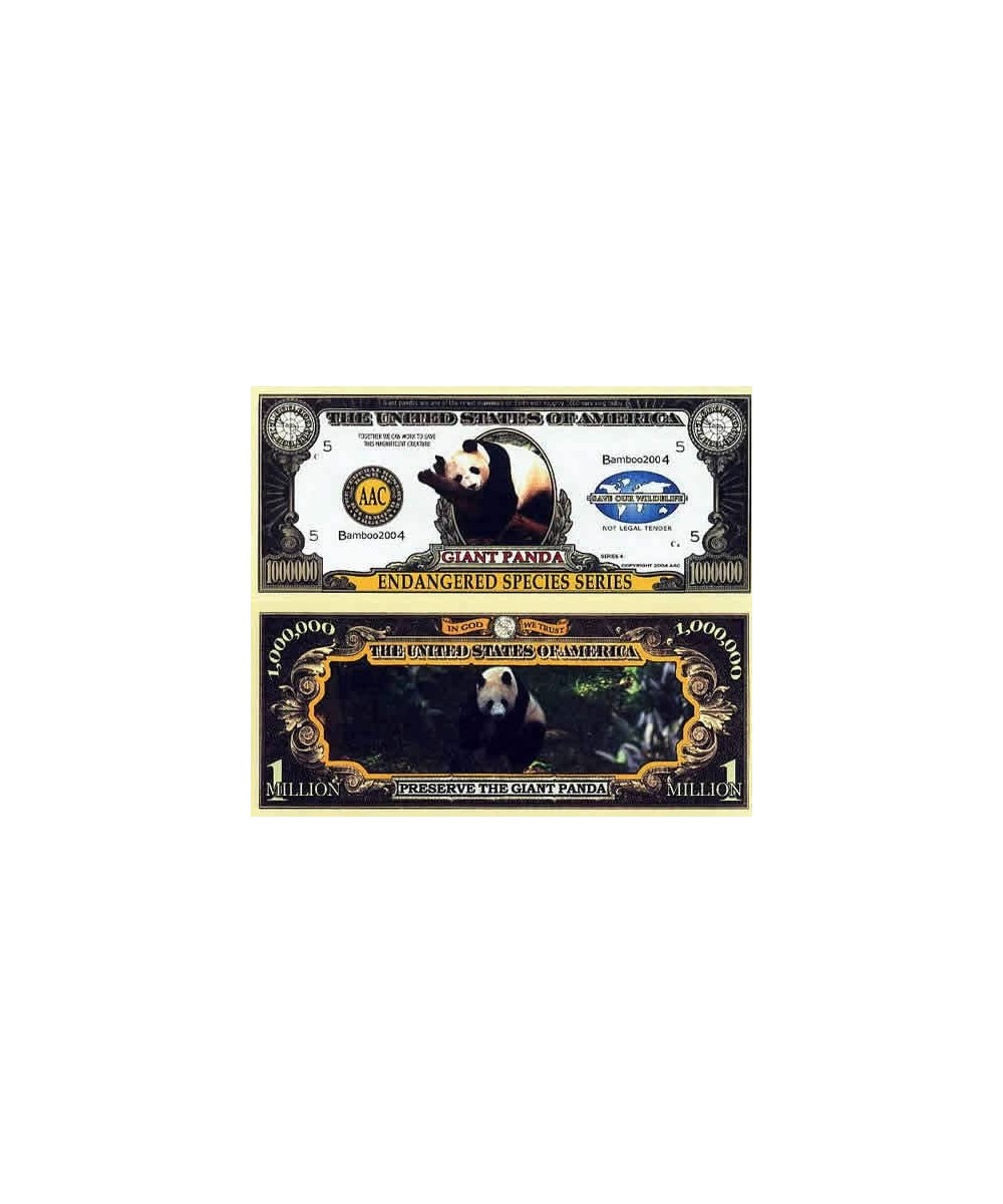 ENDANGERED GIANT PANDA MILLION DOLLAR BILL (5 bills) $15.20 Gags & Practical Joke Toys