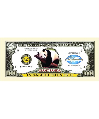 ENDANGERED GIANT PANDA MILLION DOLLAR BILL (5 bills) $15.20 Gags & Practical Joke Toys