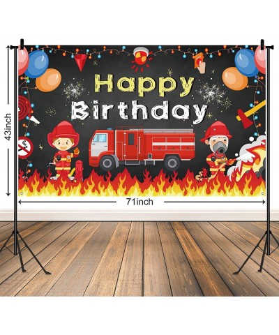 Firetruck Birthday Party Supplies Decorations Firetruck Theme Backdrop Background Banner for Boys Girls Birthday Party Favor ...