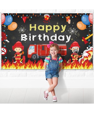 Firetruck Birthday Party Supplies Decorations Firetruck Theme Backdrop Background Banner for Boys Girls Birthday Party Favor ...