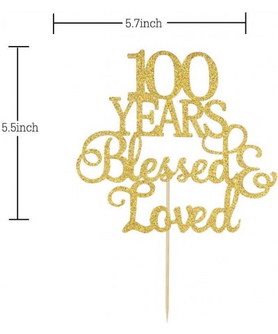 Gold Glitter 100 Years Blessed & Loved Cake topper 100th Birthday Anniversary Marriage Party Decoration Supplies $14.25 Kids'...