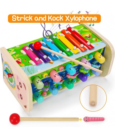 7 in 1 Hammering Pounding Toys Wooden Montessori Educational Fishing Game Xylophone Toy for 1 2 3 Year Old Baby Sensory Devel...