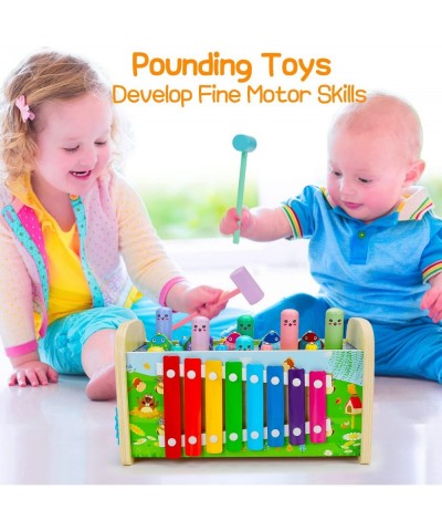 7 in 1 Hammering Pounding Toys Wooden Montessori Educational Fishing Game Xylophone Toy for 1 2 3 Year Old Baby Sensory Devel...