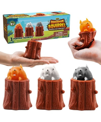 Squeezepops Squirrel in Log Squeeze Toy - Squirrel Fidget Popper Pop Up Fidget Toy - Toy Squirrel for Kids Popping Squeeze Sq...