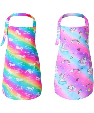 2 Pack Kids Apron Rainbow Unicorn Aprons With Pockets for Girls Boys Toddler Apron for Painting Cooking Baking $20.47 Kids' A...