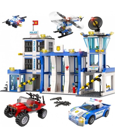 City Police Station Building Kit for Kids Aged 6 and up Includes Police Car Helicopter Drone Buggy Truck STEM Toy Police Cons...