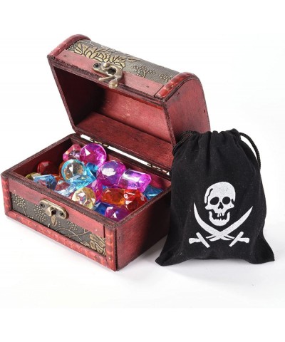 30 Pcs Gem Toy Colorful Diamond Set with Big Treasure Pirate Box Toy Kids Pirate Pretend Toys Set Pirate Treasure Party Favor...