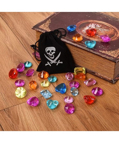 30 Pcs Gem Toy Colorful Diamond Set with Big Treasure Pirate Box Toy Kids Pirate Pretend Toys Set Pirate Treasure Party Favor...