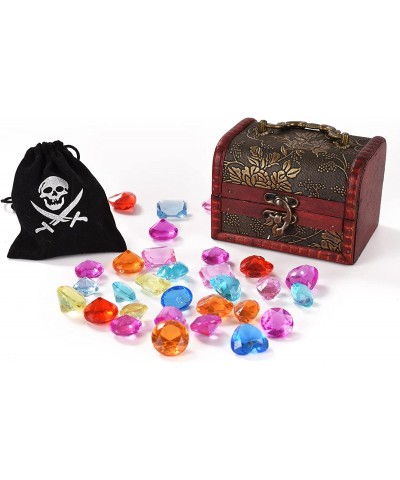 30 Pcs Gem Toy Colorful Diamond Set with Big Treasure Pirate Box Toy Kids Pirate Pretend Toys Set Pirate Treasure Party Favor...