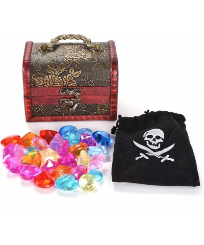 30 Pcs Gem Toy Colorful Diamond Set with Big Treasure Pirate Box Toy Kids Pirate Pretend Toys Set Pirate Treasure Party Favor...