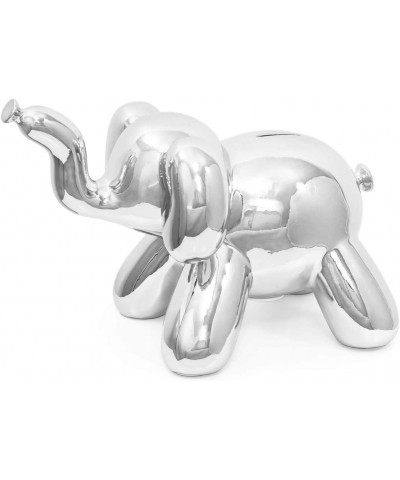 Balloon Elephant Money Bank Cool and Unique Ceramic Piggy Bank with High-Gloss Finish - Silver (Silver) $101.10 Kids' Money B...