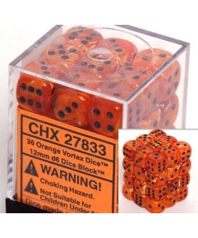 Dice D6 Sets: Vortex Orange with Black - 12Mm Six Sided Die (36) Block of Dice $30.23 Game Accessories