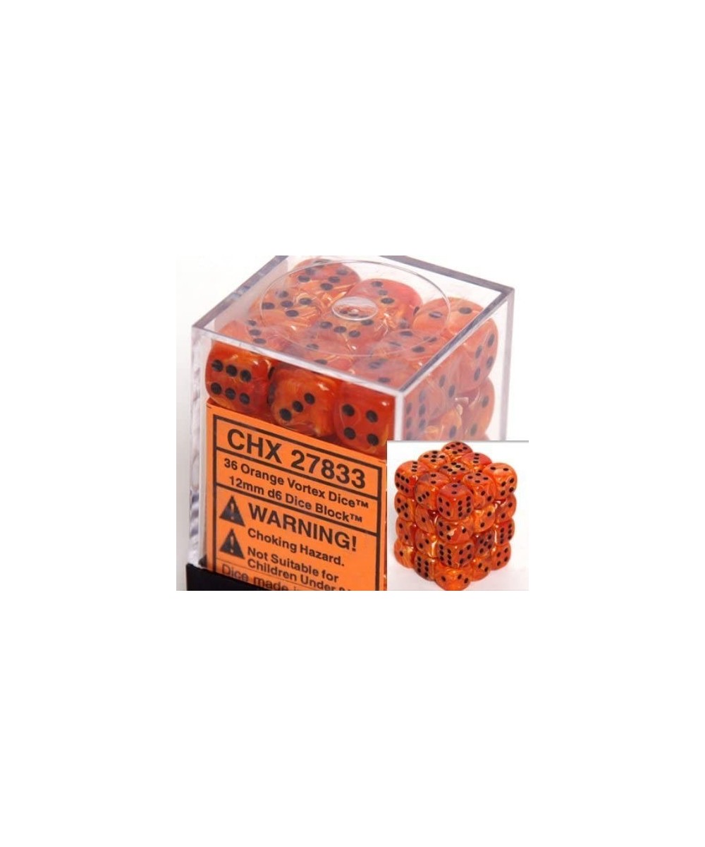 Dice D6 Sets: Vortex Orange with Black - 12Mm Six Sided Die (36) Block of Dice $30.23 Game Accessories